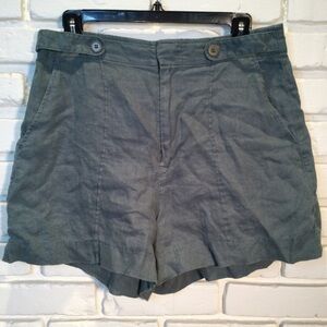 Madewell 100% Linen Shorts Size 8 Spruce Green